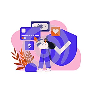 Online mobile payment and banking service. Concept of payment approved, payment done. Vector illustration in flat design for web
