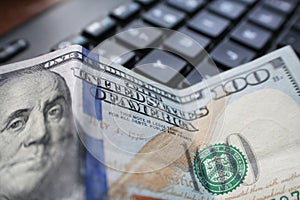 Online Money With Hundred & Computer Keyboard High Quality