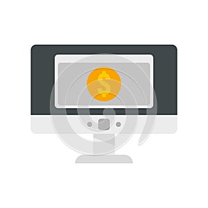Online money transfer icon flat isolated vector