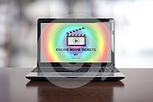 Online movie tickets buying concept on a laptop