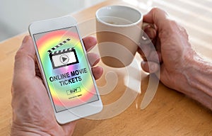 Online movie tickets buying concept on a smartphone