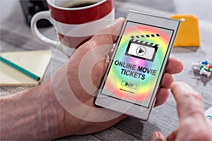 Online movie tickets buying concept on a smartphone