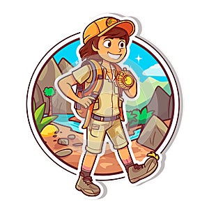 Online navigation, GPS and compass navigation. Adventure Geocaching treasure hunt in nature. Cartoon vector illustration. isolated