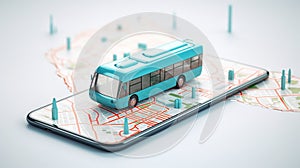 Online navigation map on smartphone transport bus concept.AI. Generative AI