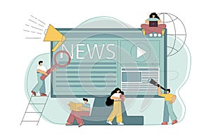 Online news, news, information about events, announcements. Little people get news using gadgets