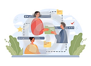 Online office. Modern virtual office developing and moderating