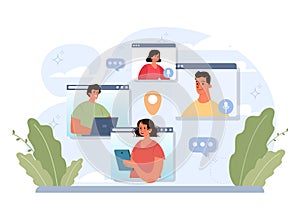 Online office. Modern virtual office developing and moderating