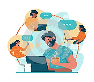 Online office. Modern virtual office developing and moderating