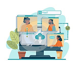 Online office. Modern virtual office developing and moderating