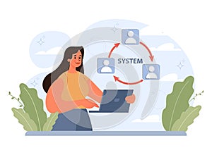 Online office. Modern virtual office developing and moderating