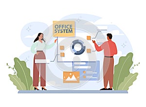 Online office. Modern virtual office developing and moderating