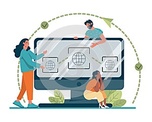 Online office. Modern virtual office developing and moderating