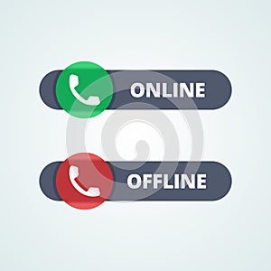 Online and offline status buttons. photo