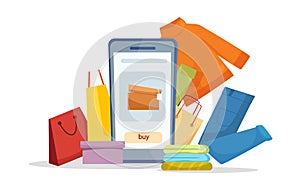 Online order. Shopping app, mobile apps, e-shop and e-commerce concept. Vector illustration