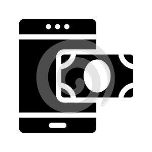 Online pay glyph flat vector icon