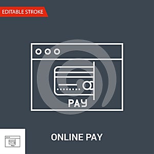 Online Pay Icon. Thin Line Vector Illustration