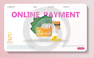 Online payment concept illustration set.