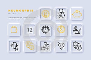 Online Payment Icon. Convenience, security, digital transactions, e-commerce, financial technology. Neomorphism. Vector line icon