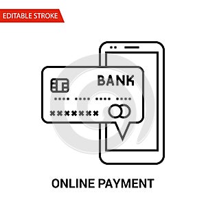 Online Payment Icon. Thin Line Vector Illustration