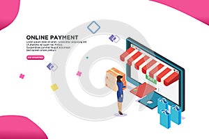 Online payment isometric design concept