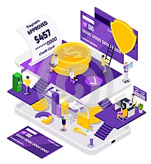 Online payment isometric icons