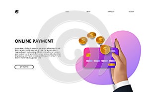 Online payment landing page illustration business finance e commerce concept