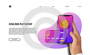 Online payment landing page illustration business finance e commerce concept