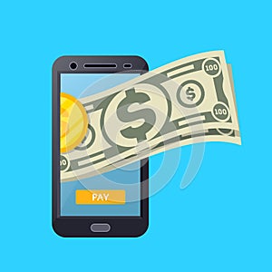 Online payment poster with smartphone