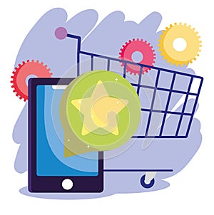 Online payment, smartphone shopping cart ecommerce market, mobile app