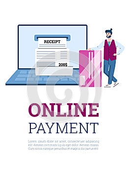Online payment and virtual banking concept flat cartoon vector illustration.