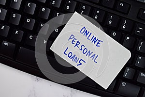 Online Personal Loans text on sticky notes isolated on office desk