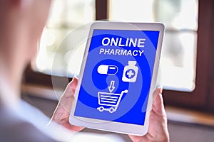 Online pharmacy concept on a tablet