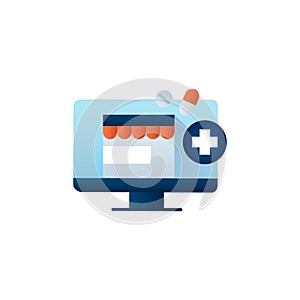 Online pharmacy flat icon