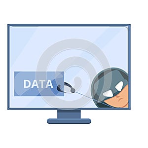 Online phishing data icon, cartoon style