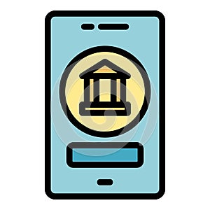 Online phone bank icon vector flat