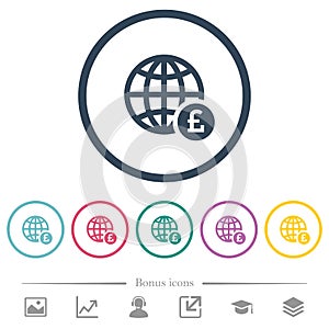 Online Pound payment flat color icons in round outlines