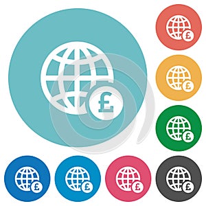 Online Pound payment flat round icons