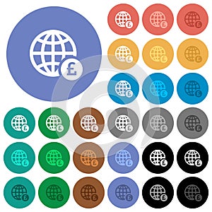 Online Pound payment round flat multi colored icons