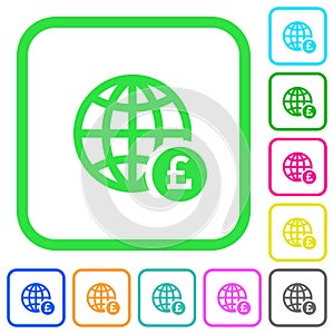 Online Pound payment vivid colored flat icons icons