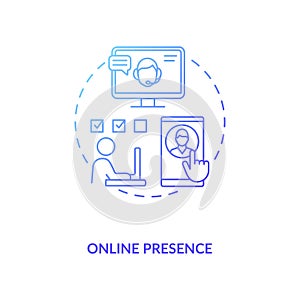 Online presence blue gradient concept icon