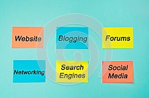 Online presence, internet, communication, social networks in business, website, forums, blogging, networking, search engines, soci photo