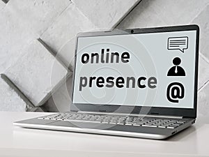 Online presence is shown using the text