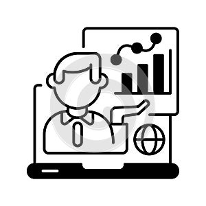 Online presentation black linear icon