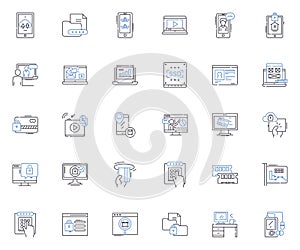Online protection line icons collection. Encryption, Privacy, Antivirus, Firewall, Cybersecurity, Phishing, Identity photo