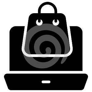Online purchase. Black Friday glyph style store or market shopping commerce, shop sale icon design