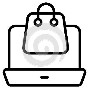 Online purchase. Black Friday line style store or market shopping commerce, shop sale icon design