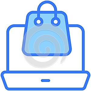 Online purchase blue line icon, Black Friday glyph style store or market shopping commerce, shop sale icon design