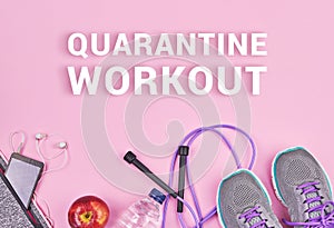 Online quarantine workout concept, stay home and stay fit