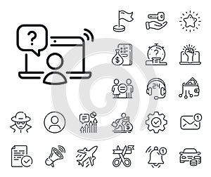 Online question line icon. Ask help sign. Salaryman, gender equality and alert bell. Vector