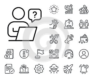 Online question line icon. Ask help sign. Salaryman, gender equality and alert bell. Vector